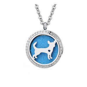 Aromatherapy Essential Oil Necklace Dog Stainless Steel French Bulldog/Pug